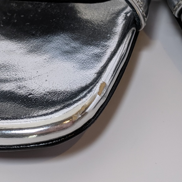 SOLD Prada Silver Flame Wedge Heeled Sandals - Picture 4 of 6